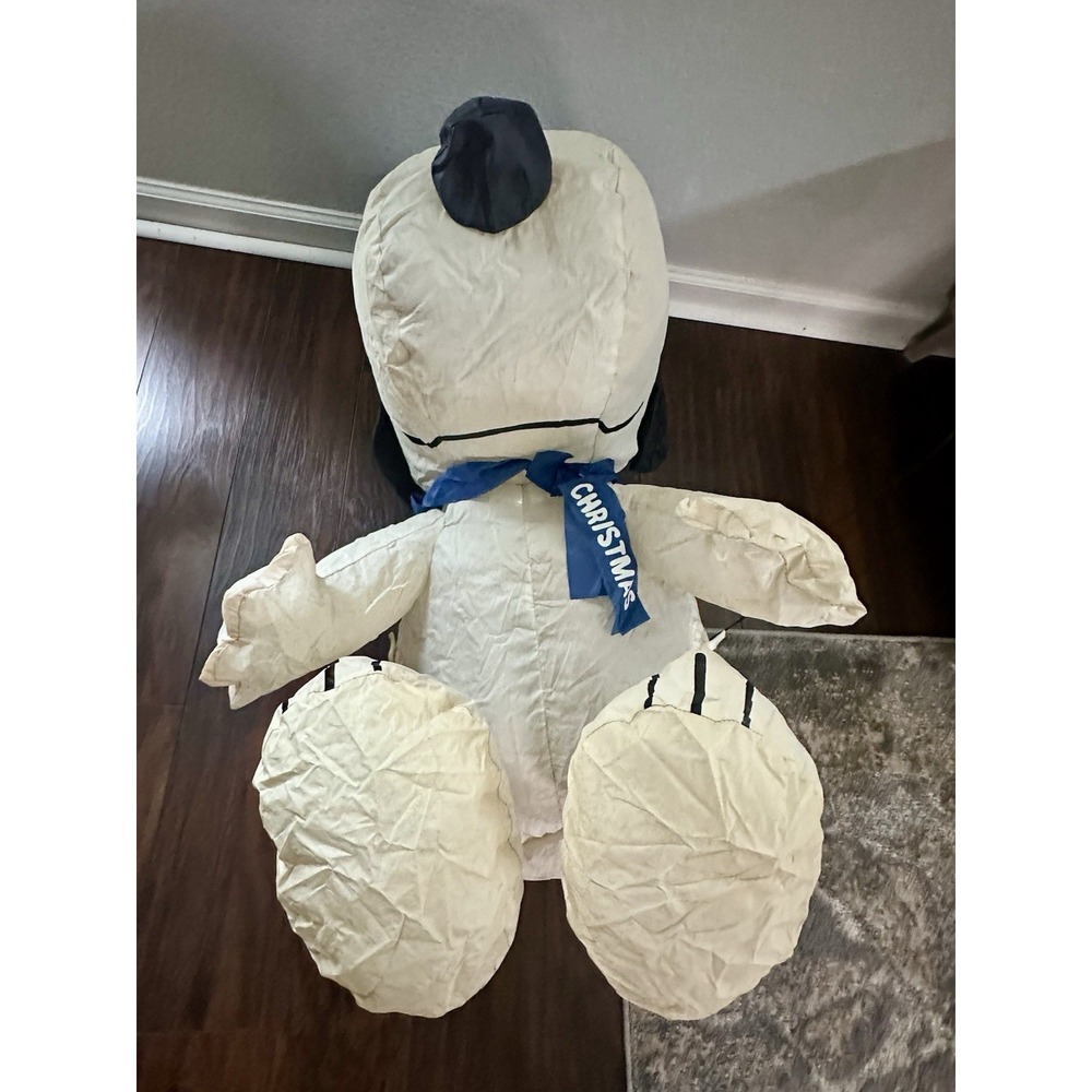 Rare Gemmy 3 Ft Snoopy Peanuts Airblown Inflatable W/ Blue Scarf & Hat Christmas - Picture 4 of 16